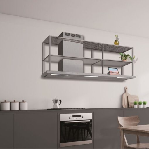 Baraldi - Elea wall hood 120x50 cm. - Stainless steel - left chimney - 800 m3/h