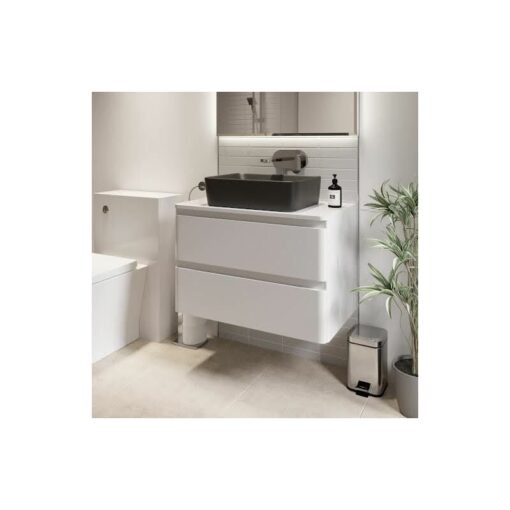 Bathroom Cloakroom Vanity Unit Wall Mounted Countertop Basin White Gloss 800mm - White