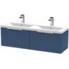 Bathroom Double Vanity Unit Wall Mounted Basin Sink 1200mm Cabinet Drawer Blue