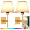 Battery Operated Wall Sconce Set Of 2 - Rechargeable Wireless Wall Lights With Remote, Dimmable (10%-100%), Color Adjustable (3000k-6000k) & 12 Rgb