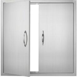 Bbq Access Door, 790x790 mm Double Outdoor Kitchen Door, Stainless Steel Flush Mount Door, Wall Vertical Door with Handles, for bbq Island, Grilling