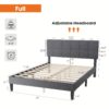 Bed Frame With Headboard, Spring Needed, Linen Upholstered Platform Bed Frame With Wood Slats Support, , A '