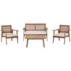 Beliani - 4 Piece Modern Garden Conversation Set Certified Acacia Wood Light Beige Cushions Arenella