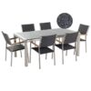 Beliani - 6 Seater Garden Dining Set Triple Grey Granite Top Black Rattan Chairs Grosseto