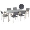 Beliani - 6 Seater Garden Dining Set Triple Grey Granite Top Grey Chairs Grosseto