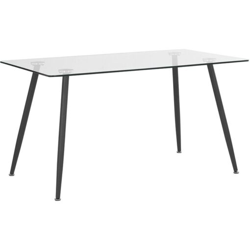 Beliani - Modern Dining Table Transparent Glass Tabletop Steel Black Flared Legs midland