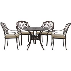 Beliani - Vintage Garden Outdoor 4 Seater Dining Set Brown Aluminium with Seat Pads Ancona