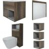 Bexley - Dark Oak 610mm Bathroom Furniture Set with Vanity Unit&44 Toilet wc Unit&44 Mirror and Three Cube Storage Units - No led Lights - Milano