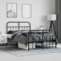 Black Metal Bed Frame With Footboard - Small Double (No Mattress Included)