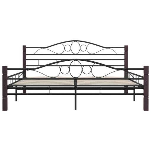 Black Metal Bed Frame With Headboard 160X200 Cm - Sturdy Design (No Mattress Included)