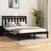 Black Solid Wood Bed Frame 140X200 Cm - Mattress Not Included, Durable And Stylish