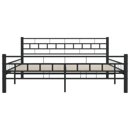 Black Steel Bed Frame With Headboard 160X200 Cm - No Mattress Included