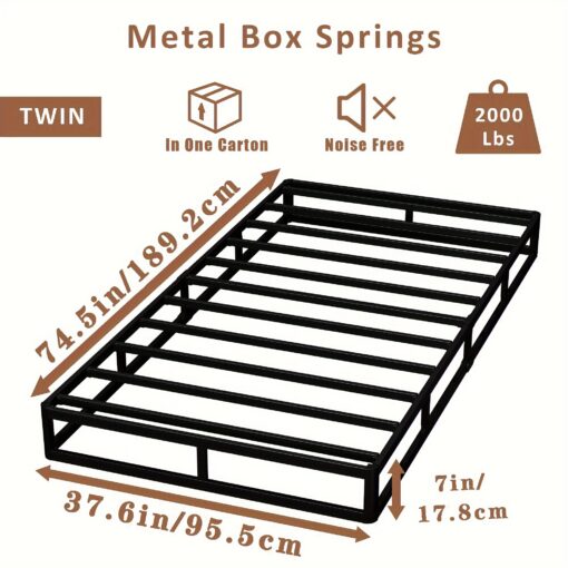 Box Springs - Low Mattress Foundation Duty Metal Basics Bed , , 5inch, 7inch, 9inch