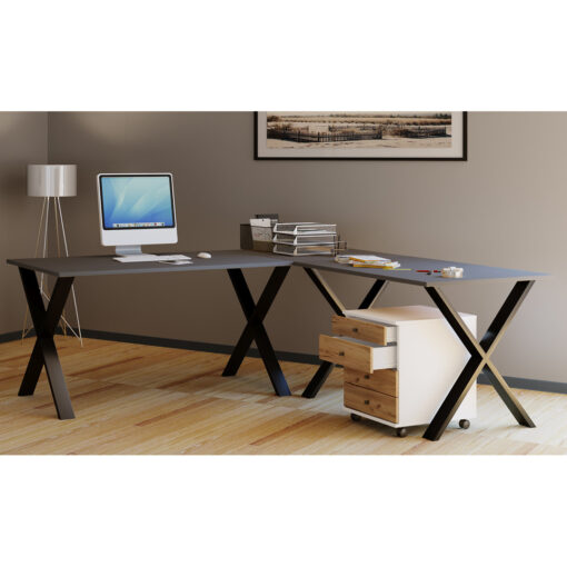 Brambly Cottage "Lona" corner desk, with X-shaped feet