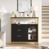 Buffet Cabinet With Glass Door, Modern Industrial Buffet Sideboard, Free Standing Coffee Bar Cabinet, Wooden Kitchen Storage Cabinets For Kitchen,