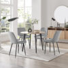 Bulkley Oak Effect Round Dining Table & 4 Luxury Velvet Dining Chairs - Melamine Scratch Resist Top