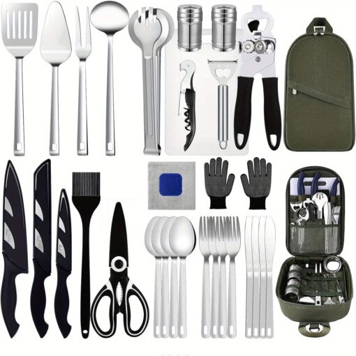 Camping Essentials Camping Accessories Gear Must Haves Camper Tent Camping Kitchen Rv Cooking Set Camping Cooking Utensils Set Supplies Gadgets