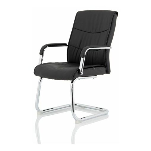 Carter Black Luxury Faux Leather Cantilever Chair with Arms - Dynamic