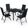 Casaria - 5pc Aluminum Garden Chair Glass Top Table Set 4 Seat Outdoor Furniture Anthracite