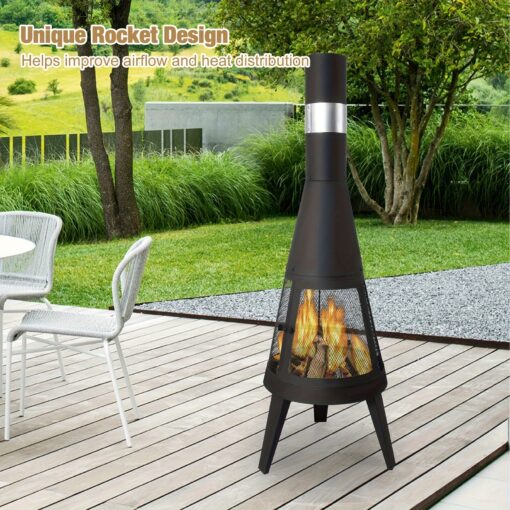 Chiminea Fireplace Pit Wood Log Metal