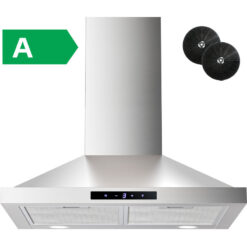 Chimney Cooker Hood 60 cm, 3 Speeds, 335 m³/h,Touch controls, Recirculation/Extraction, Stainless Steel Extractor Hood,Wall Mounted Range Hood with