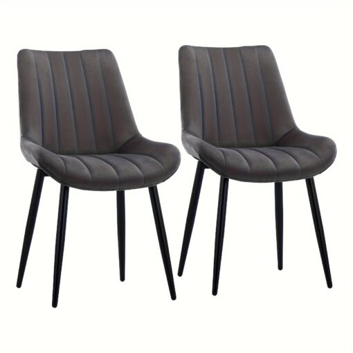 Clipop Dining Chairs Set Of 2, Velvet Upholstered Kitchen Counter Chair With Backrest And Metal Legs, Lounge Reception Chair For Living Room Bedroom