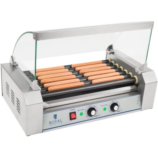 Commercial 7 Teflon Rollers Sausage Roaster Gastro Hotdog Maker Hot Dog Grill