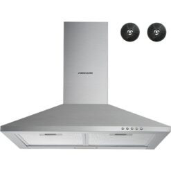 Cooker Hoods 60cm with Carbon Filters 308m³/h Stainless Steel Extractor Hood Recirculating Cooker Hood 600mm Kitchen Extractor Fan,Silver - Firegas