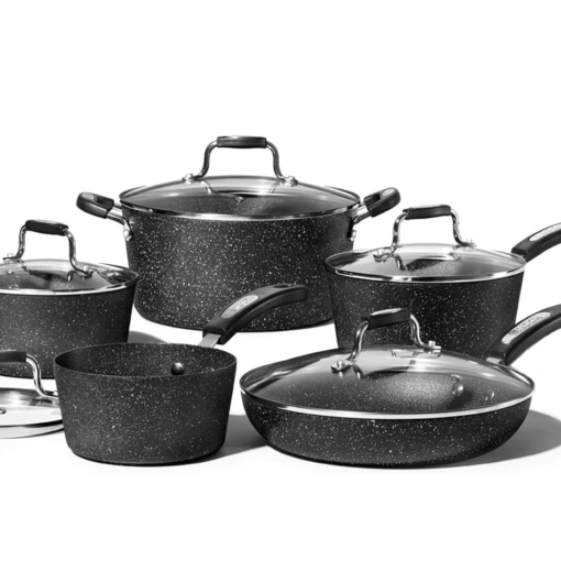 Cookware 10pc Set 1. 5 Qt Saucepan 2 Qt Saucepan 3 Qt Saucepan 5 Qt And 10" Frypan All And