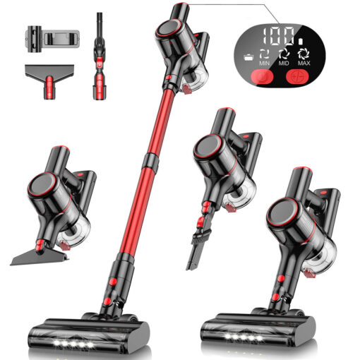 Cordless Vacuum Cleaner, 8 In 1 Stick Vacuum With 30kpa Powerful Suction, Led Display, 3 Modes Suction, Anti- & 1.2 Dust Cup, Lightweight Vacuum For