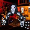 Costway 10.2 X 8.7 Ft Inflatable Reaper , Led Lighted Skeleton , Indoor Outdoor Blow Up Holiday Decoration W/ Stakes & Water Bags For Lawn, Garden,