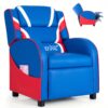 Costway Costway Kids Recliner Chair Gaming Sofa Pu Leather Armchair W/side Pockets Blue