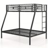 Costway Twin Over Full Metal Bunk Bed With Integrated Ladder Full-length Guardrail Black