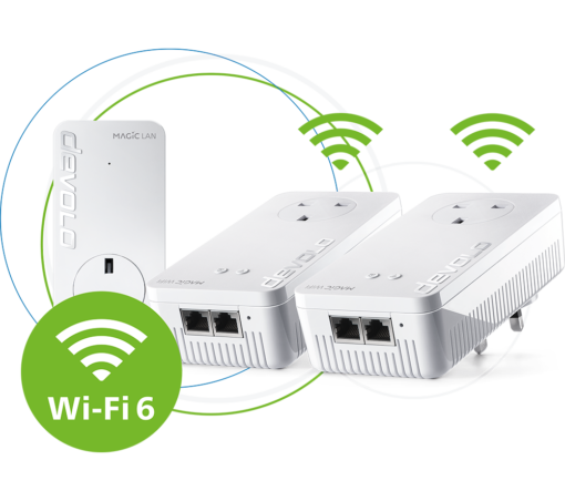 DEVOLO Magic 2 8826 WiFi 6 Powerline Starter Kit - Triple Pack, White