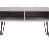 DOREL HOME Owen Retro 1748096PCOMUK 1067 mm TV Stand - Distressed Grey Oak, Silver/Grey