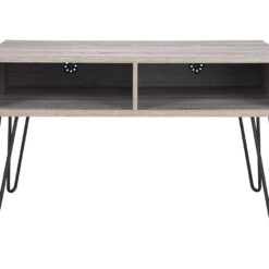 DOREL HOME Owen Retro 1748096PCOMUK 1067 mm TV Stand - Distressed Grey Oak, Silver/Grey