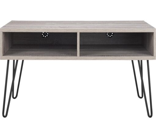 DOREL HOME Owen Retro 1748096PCOMUK 1067 mm TV Stand - Distressed Grey Oak, Silver/Grey