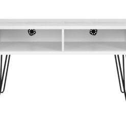 DOREL HOME Owen Retro 1748096PCOMUK 1067 mm TV Stand - White, Silver/Grey