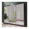 Dako Furniture - Paris lux Wardrobe with Full-Length Mirrored Sliding Doors - 250cm Graphite