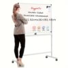 Deli 48" X 36" Double-sided Reversible Whiteboard, Mobile Magnetic Dry Erase White Board With 2 Height Settings For Home And Office