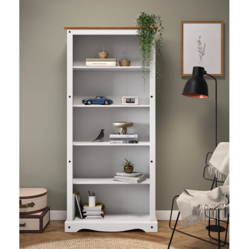 Denese 180cm H x 82cm W Manufactured Wood + Solid Wood Standard Bookcase