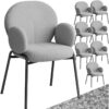 Dining Chair Scandi - padded with Bouclé cover, high backrest - Armchair, Wingback chair, Upholstered chair - light grey Set of 8