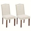 Dining Chairs Set Of 2, High-end Upholstered Leather Dining Room Chair With Trim And Wood Legs, Dining Room Kitchen Side Chair For Bedroom, Living