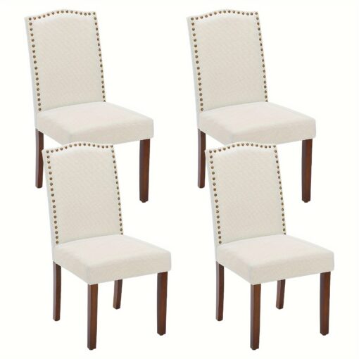 Dining Chairs Set Of 4, Parsons Dining Chairs Upholstered Fabric Kitchen Side Chairs With Trim And Wood Legs For Kitchen Dining Room Living Room