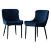 Dining Chairs,2x Velvet Upholstered Kitchen Leisure Chairs with Metal Legs Accent Chair, Blue