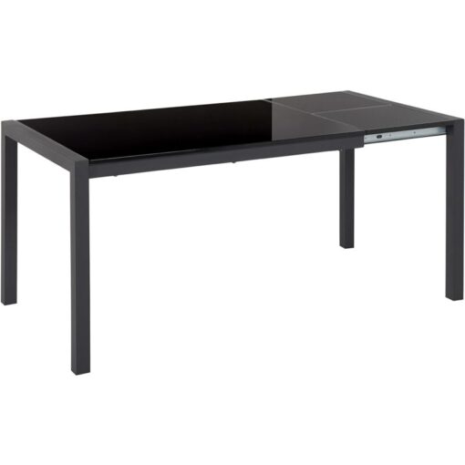 Dining Room Kitchen Table Extending 120/160 x 80 cm Glossy Finish Black Granada