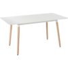 Dining Table White with Light Wood Beechwood Legs Extendable Tabletop Mirabel