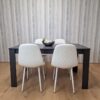 Dining Table and 4 Chairs Black Dark Grey 4 White Leather Chairs Wood Dining Set Furniture