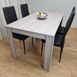 Dining Table and 4 Chairs Grey 4 Black Leather Chairs Wood Dining Set Furniture