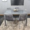 Dining Table and 4 Chairs Grey Glass 4 Velvet Chairs Dining Room Furniture